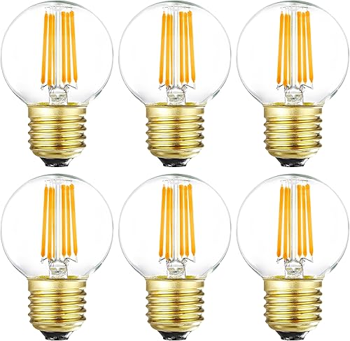 Leools Bombillas LED regulables G16.5, bombillas LED E26 Edison, 4 W igual a 40 W, 400 lúmenes, blanco suave 3000 K, bombilla de globo para