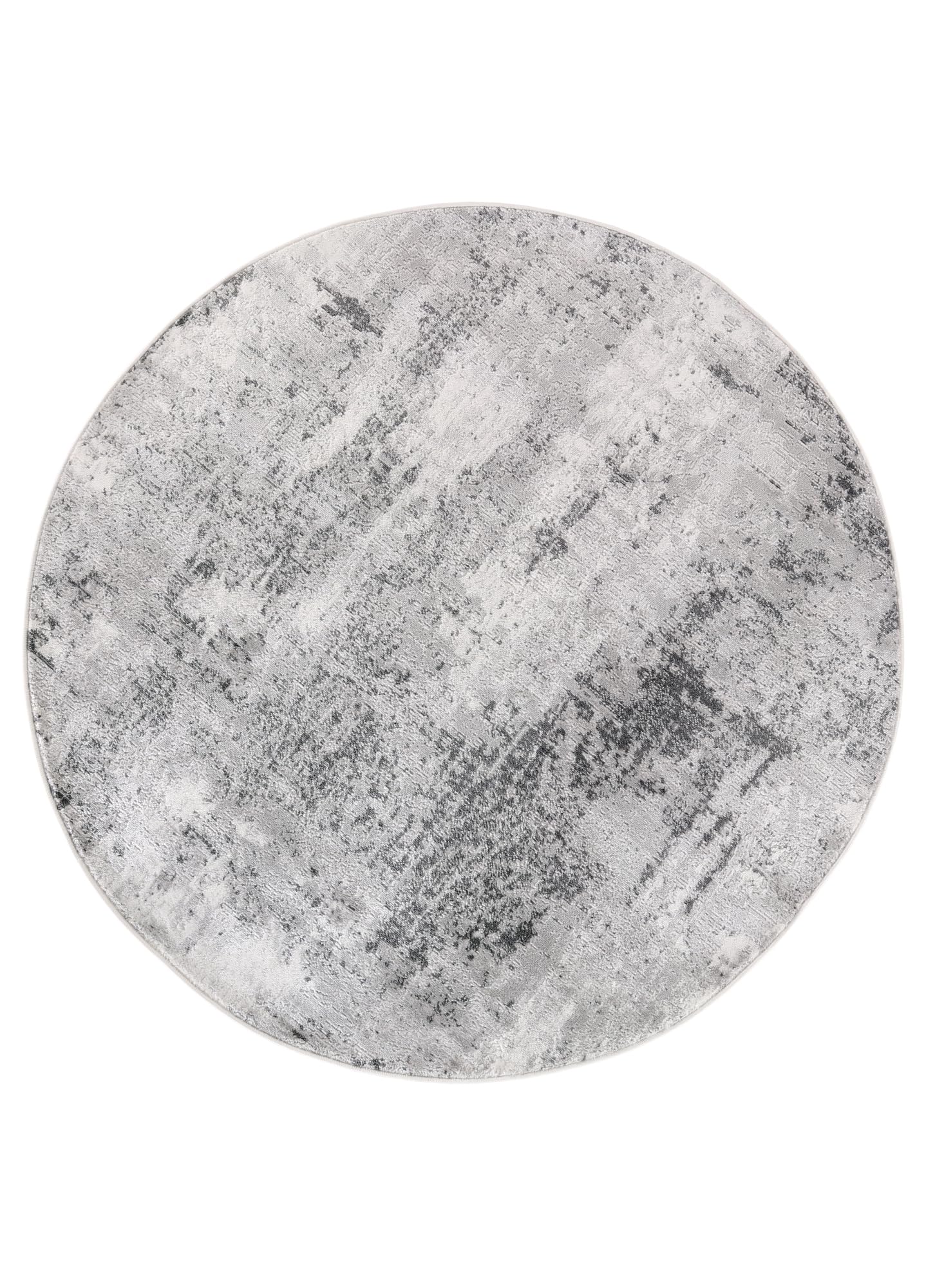 TAPISO Sky Rond Tapis Poils Courts Vintage Gris Clair Crème Moucheté Rayures Tapis Salon Chambre Aspect 3D Oeko-TEX Résistant 240 x 240 cm