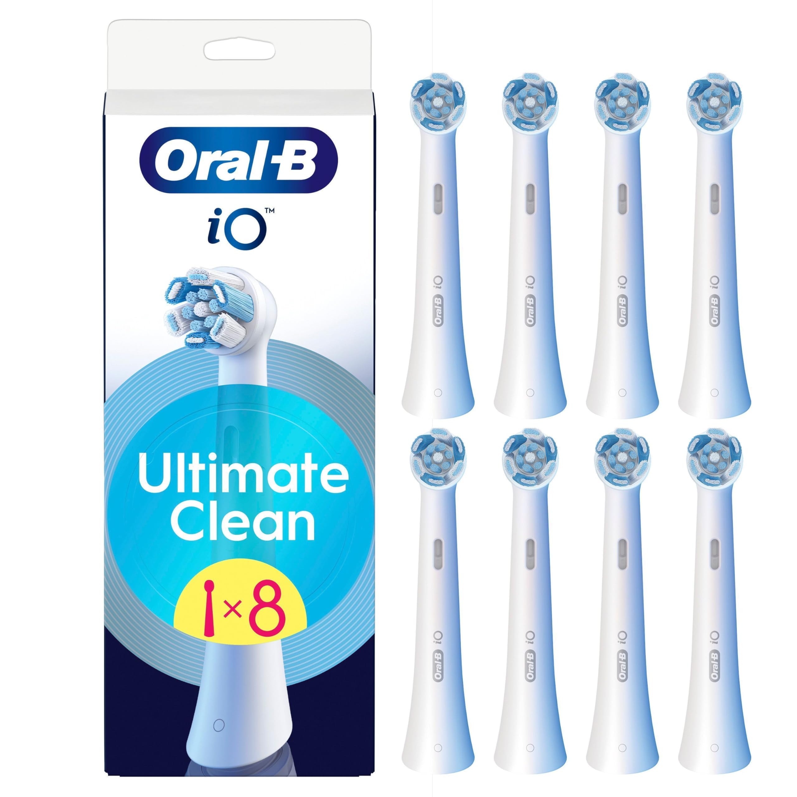 Oral-B Ultimate Clean Genuine White Replacement Brushes Set of 8 Deep Brushing Dental Plaque Removal Round Brush for