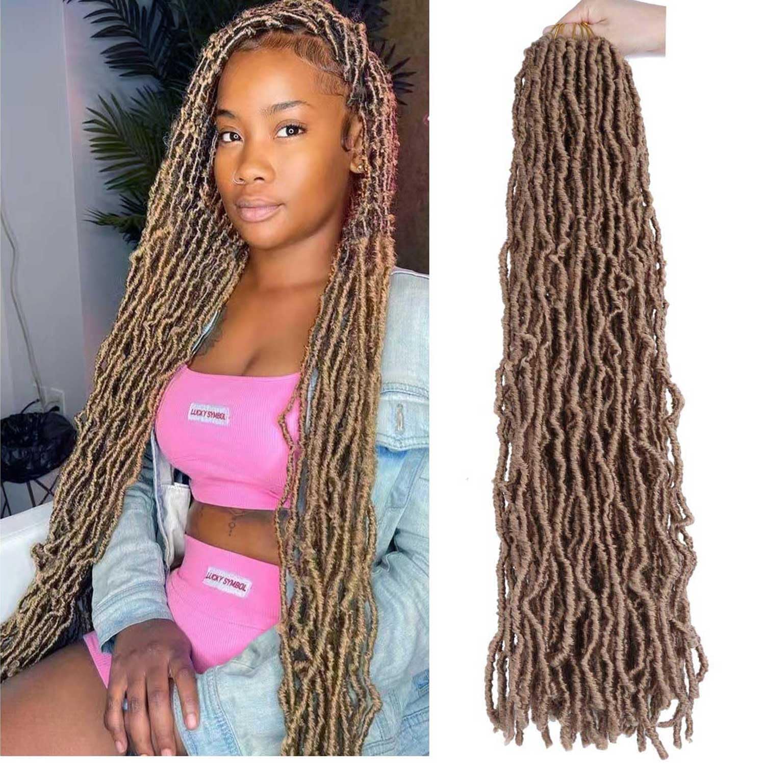 6 Packs Soft Locs Crochet Hair Pre Looped Faux Locs Crochet Braids Goddess Locs Dreadlocs Synthetic Hair For Black Women (27#, 30 Inch (Pack of 6))