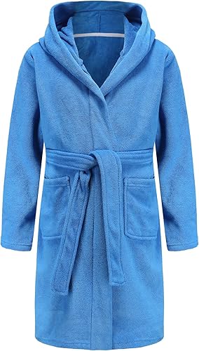 SWMSTUPF Bata de baño para niños y niñas, toalla suave con capucha, bata de algodón turco, color verde