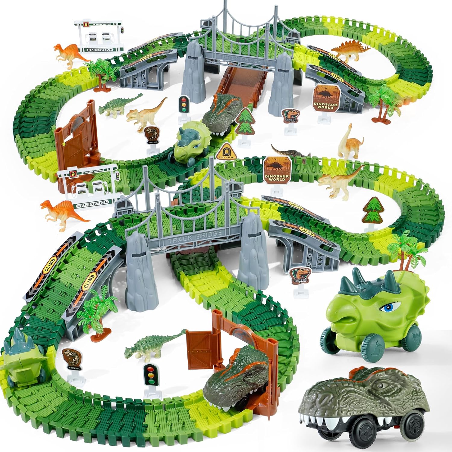 169 PCS Dinosaur Race Track & 281 PCS Construction Race Tracks
