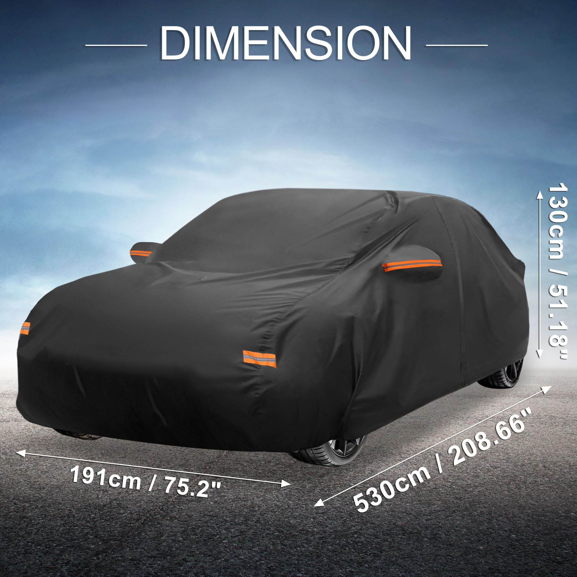 X AUTOHAUX Car Cover Outdoor Waterproof Sun Rain Snow Hail Protection with Left Side Door Zipper Aluminum Film — view 8