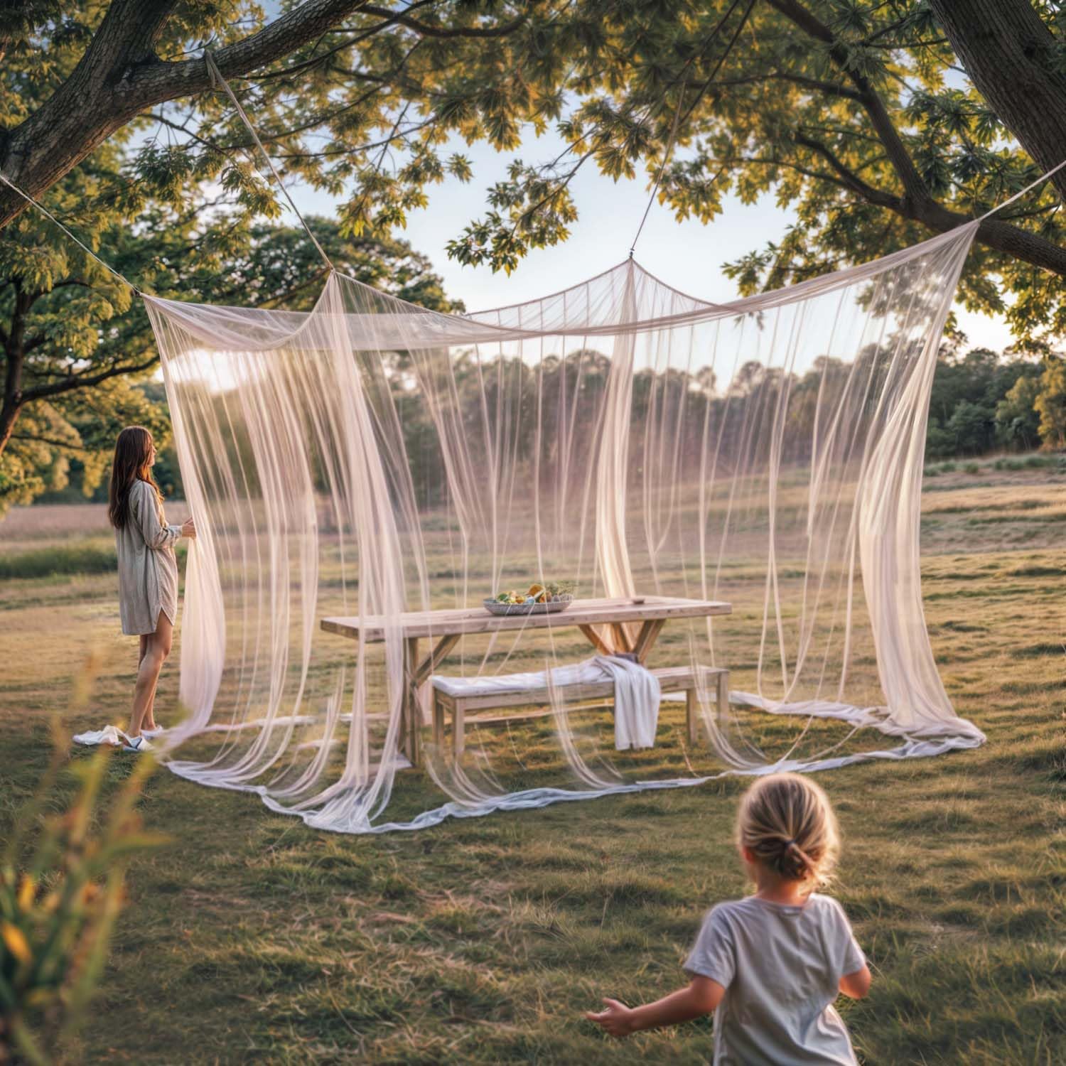 Zanzariera XXL 300 x 300 x 250 cm per letto matrimoniale da viaggio interni esterni bianco