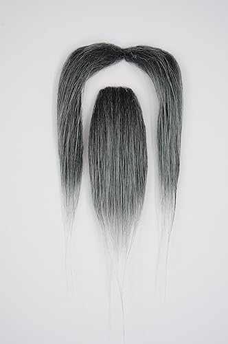 Miniatura 5 de Mustaches Bigote y barba falsos autoadhesivos novedad pelo facial falso accesorio de disfraz para adultos color sal y pimienta