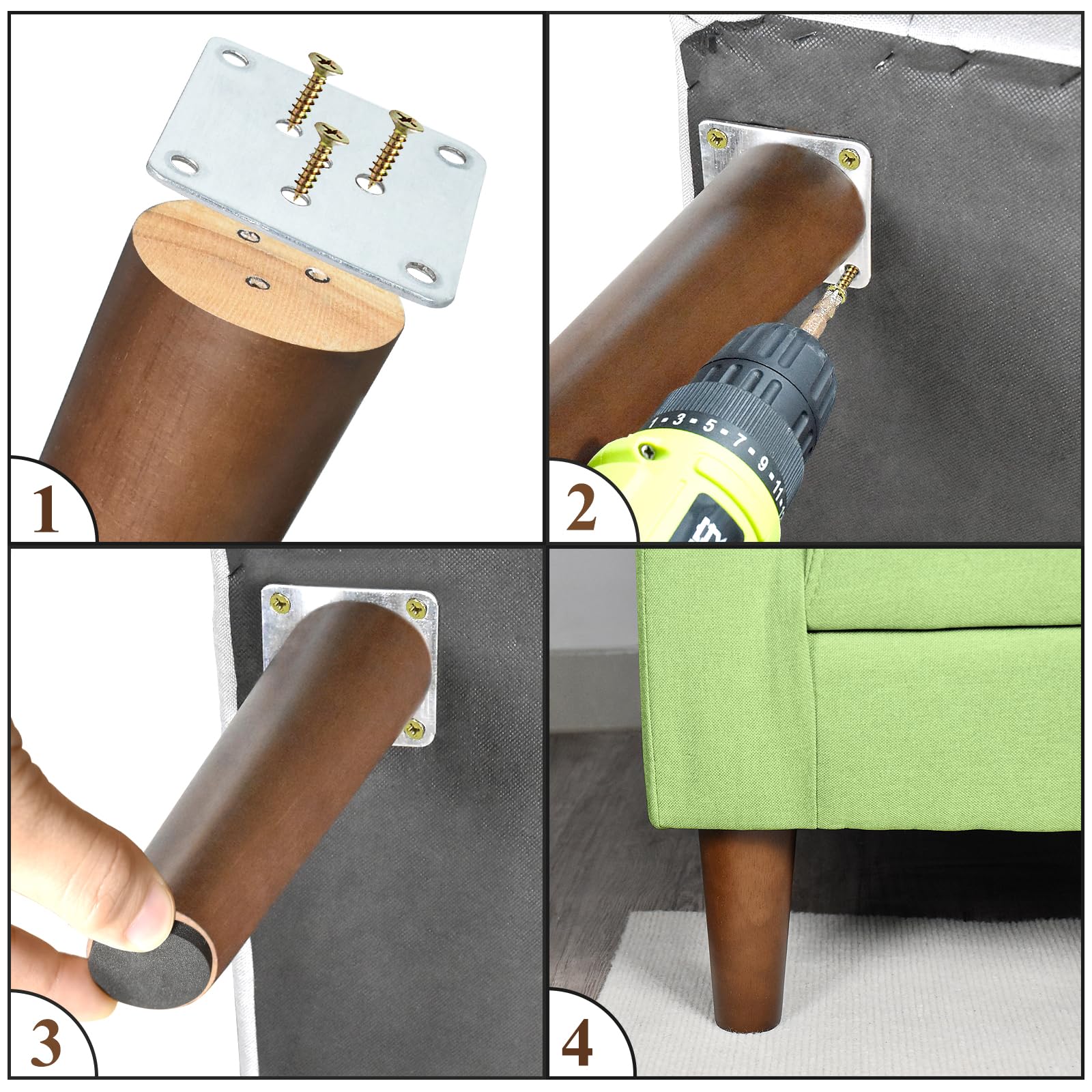 Snapklik.com : Wood Furniture Legs 6 Inch Round Couch Legs Universal ...