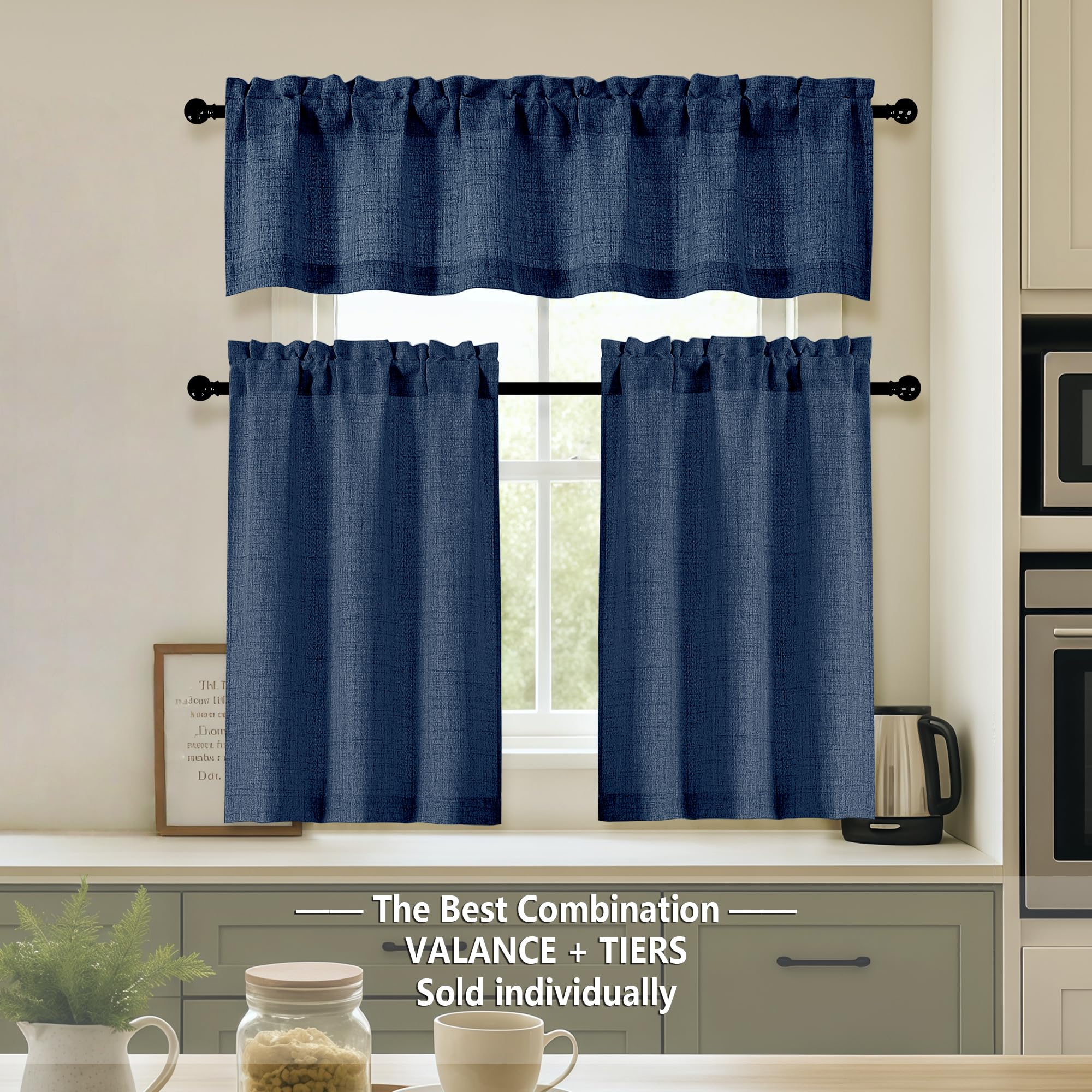 Snapklik.com : Navy Blue Valance For Windows, Light Filtering Faux ...