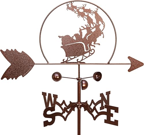 SWEN Products Trineo de Papá Noel y veleta de reno (estaca de jardín incluida)