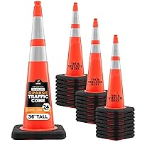 Vista 89 de Xpose Safety Conos de tráfico naranjas de 28 pulgadas con collares de 6 y 4 pulgadas, 1 paquete – Cono de seguridad de plástico PVC multiusos