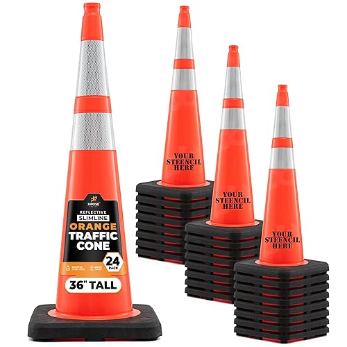 Miniatura 89 de Xpose Safety Conos de tráfico naranjas de 28 pulgadas con collares de 6 y 4 pulgadas, 1 paquete – Cono de seguridad de plástico PVC multiusos para