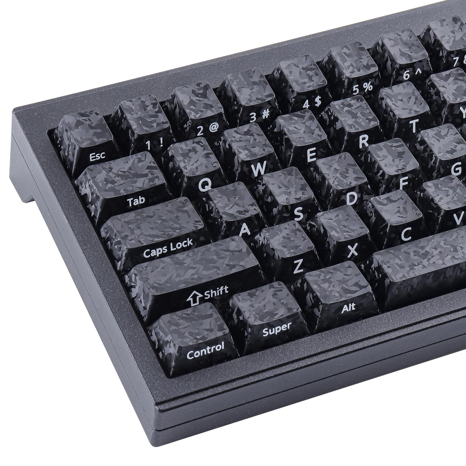 Sunzit PBT Keycaps, 119 Tasten, individuelles Set mit schwarzen Tastenkappen in Carbonfaser Optik, Cherry-Profil, seitlicher Sublimationsdruck für MX-Schalter, mechanische Gaming-Tastatur