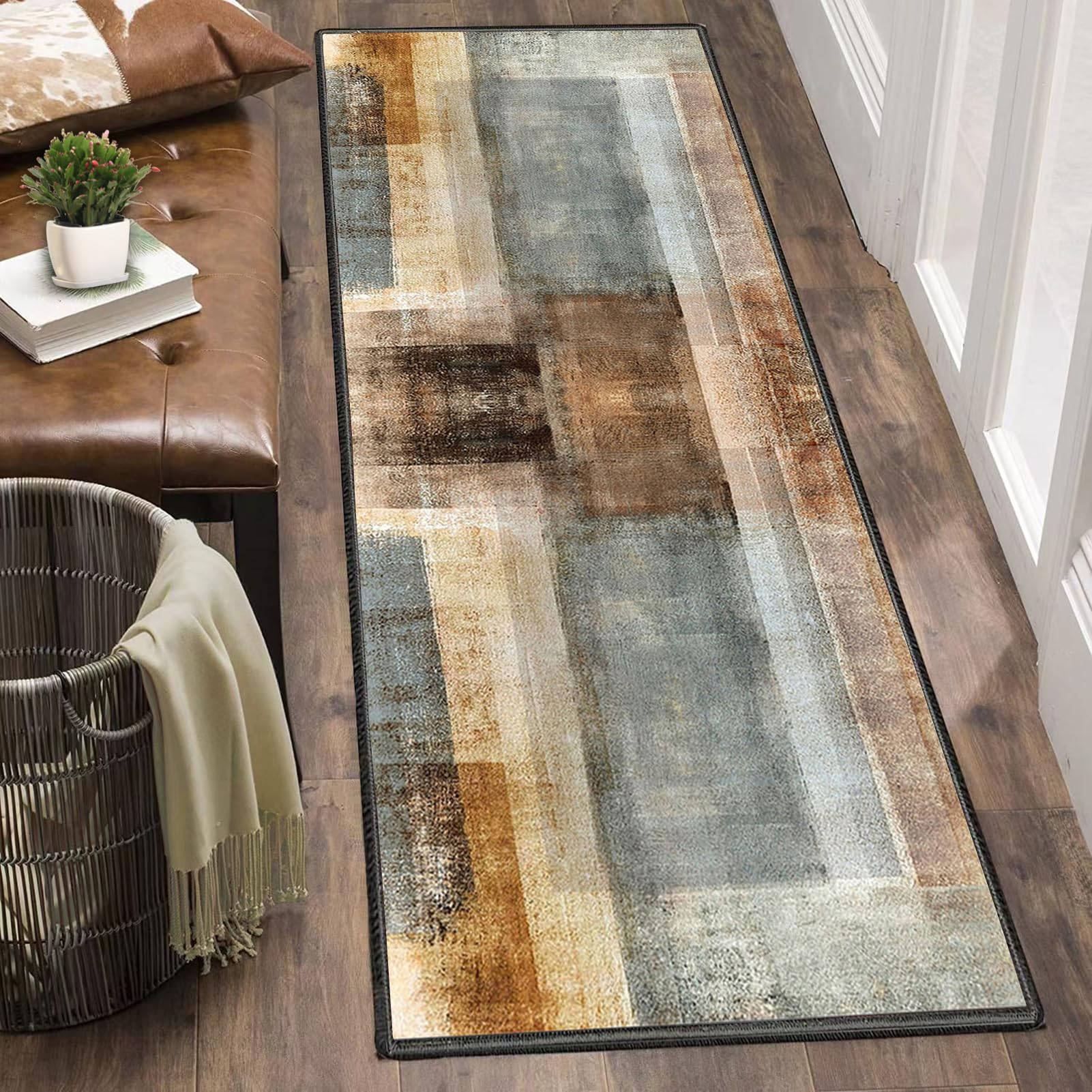 Fcenghox Tapis De Couloir Long 40x70cm - Tapis Cuisine Antidérapant Lavable Moderne Devant Évier