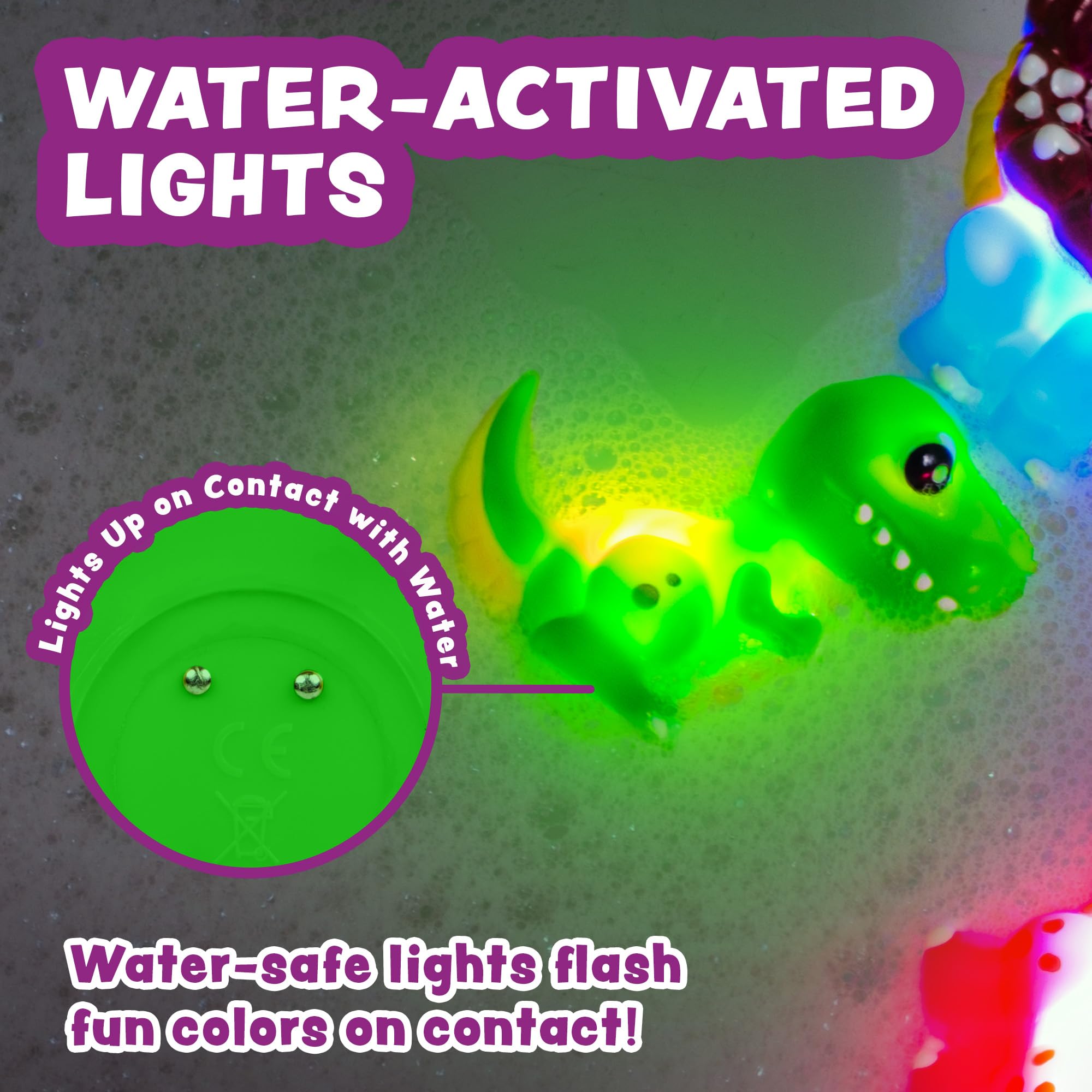 Dinosaur Light Up Bath Toys - 6 Pack! -4