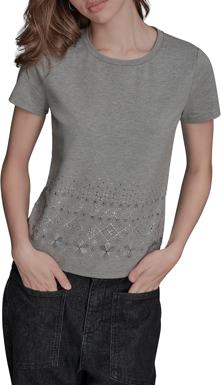 BCBG Womens Flower Blouse