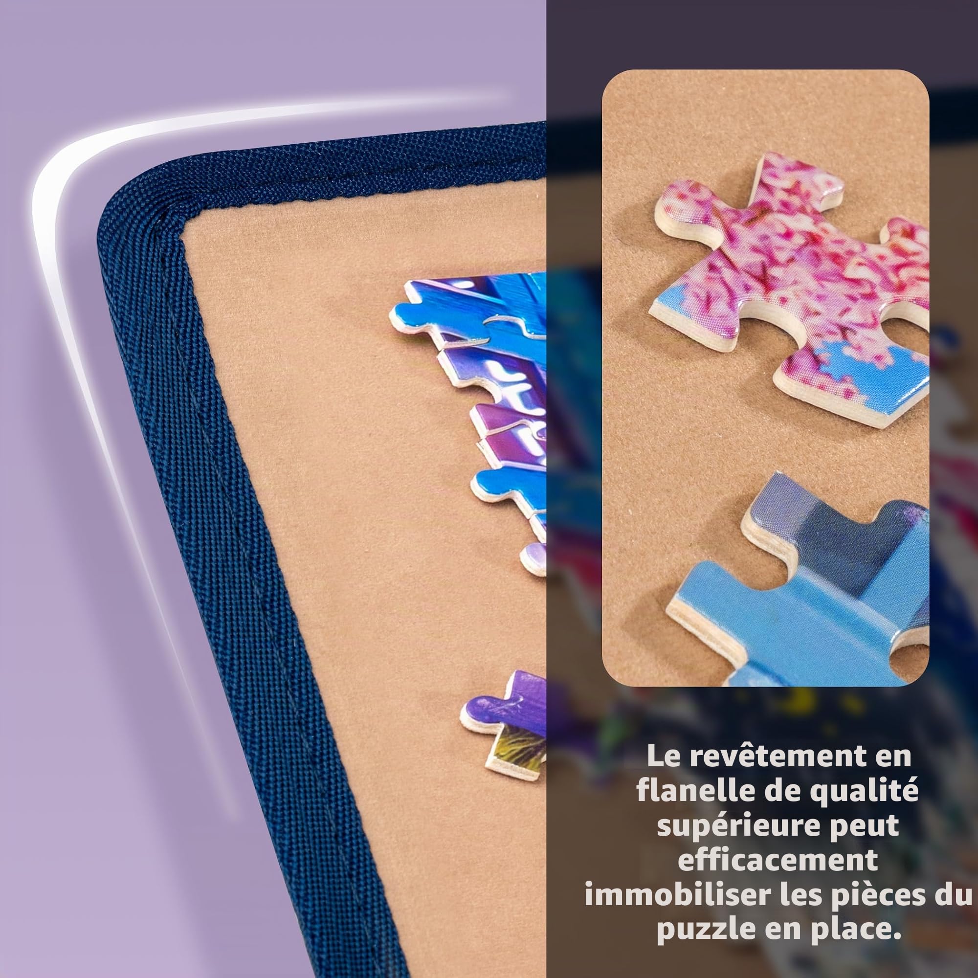 Tektalk Planche de puzzle pliable avec 6 plateaux de tri des couleurs, tapis de puzzle portable avec housse anti-poussière pour économiser le rangement, surface antidérapante, jusqu'à 2 000 pièces