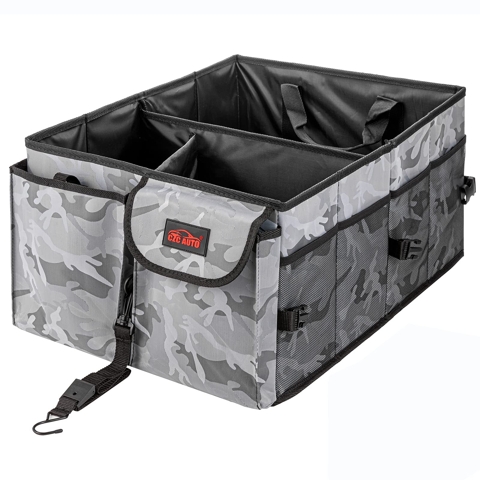 CZC AUTO Car Trunk Organizer Premium Collapsible/Foldable Cargo Trunk Storage Organizer with 3 Compartments, Large Capacity for Car SUV Truck