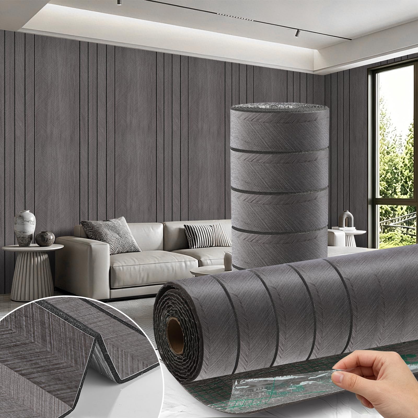 Trafagala 3mm Thick Wood Panel Wallpaper Peel and Stick 3D Faux Wood Slat