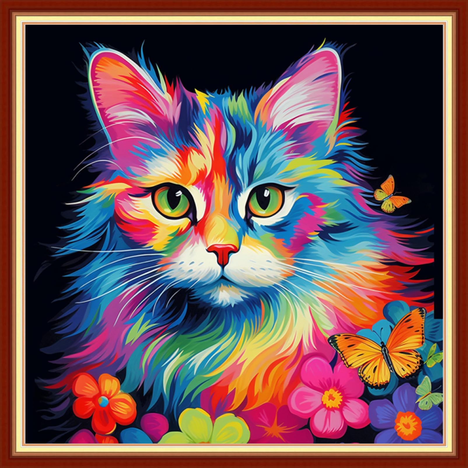 Dooxvey Cross Stitch Kits for Adults Stamped Full Range of Embroidery Starter Kits for Beginners 11CT Printed Cross Stitch Patterns Needlepoint Kits Stamped Crossstitch-Cat Butterfly 18x18 inch