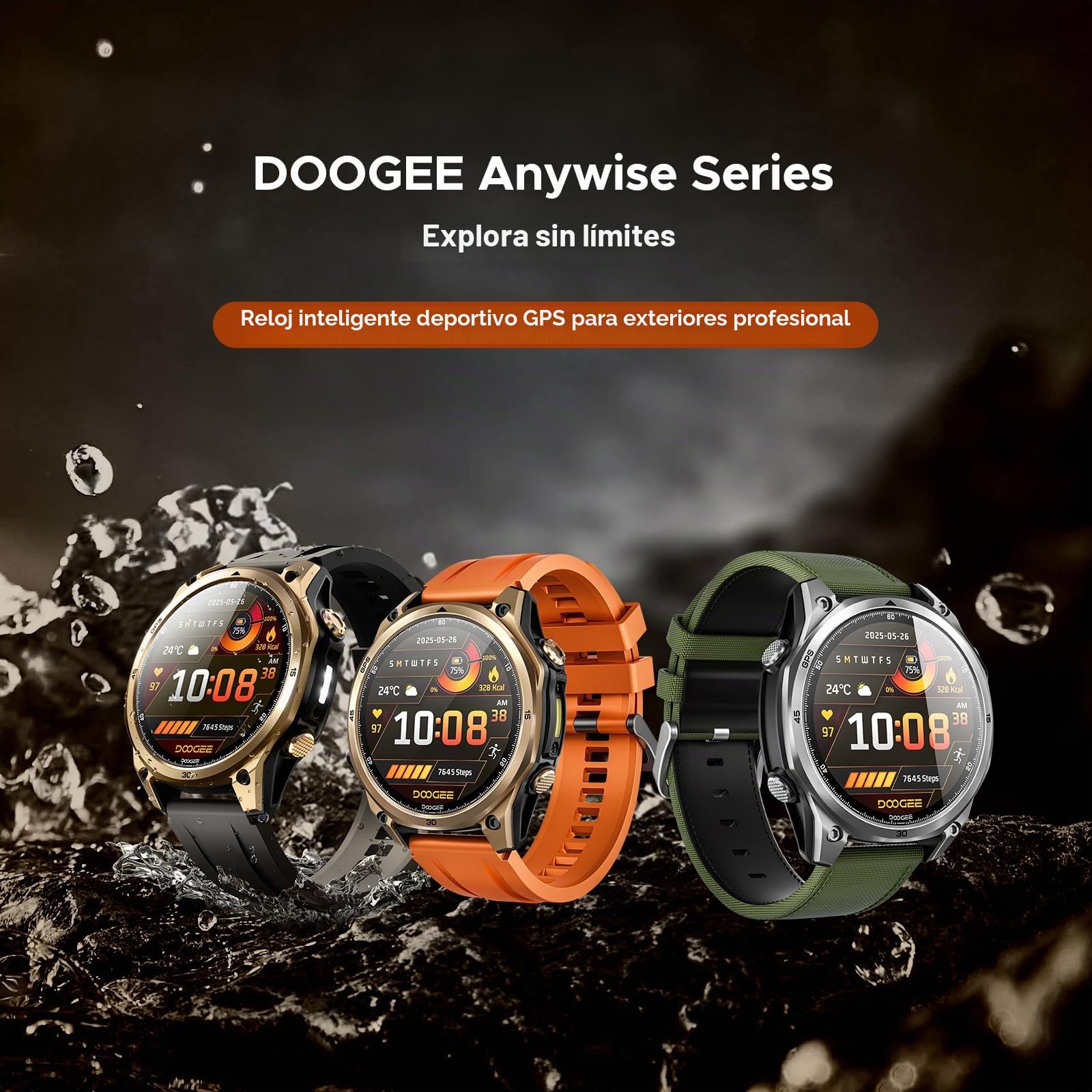 Anywise W1 - Reloj Inteligente GPS para Hombre, 6 Posiciones por satélite, rastreador de Fitness Impermeable a 50 m, Reloj Inteligente AI para Hombre de 1.43 Pulgadas Compatible con teléfono