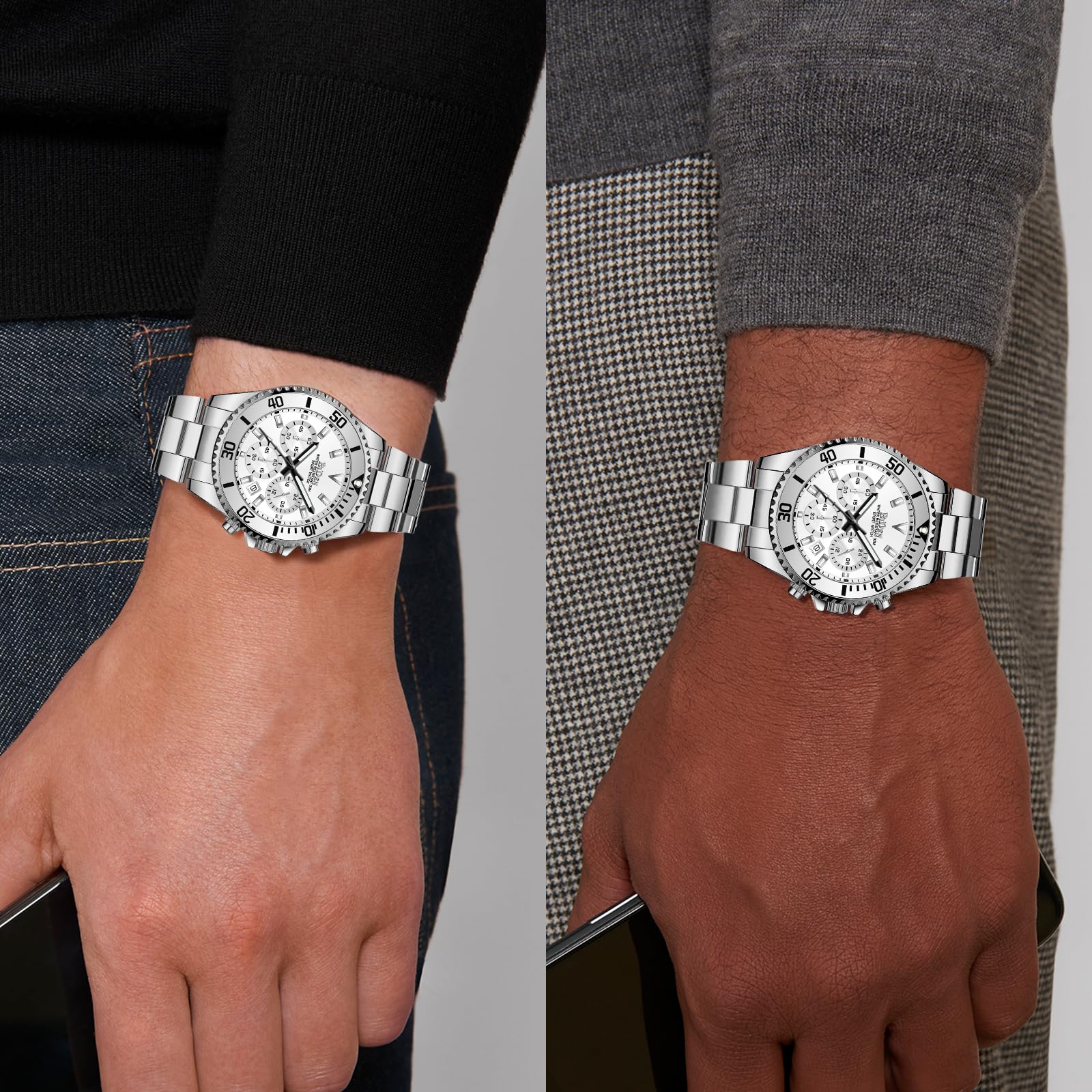 BIDEN Orologio Analogico al Quarzo Uomo con Cinturino in Acciaio Inossidabile BIDEN-0163