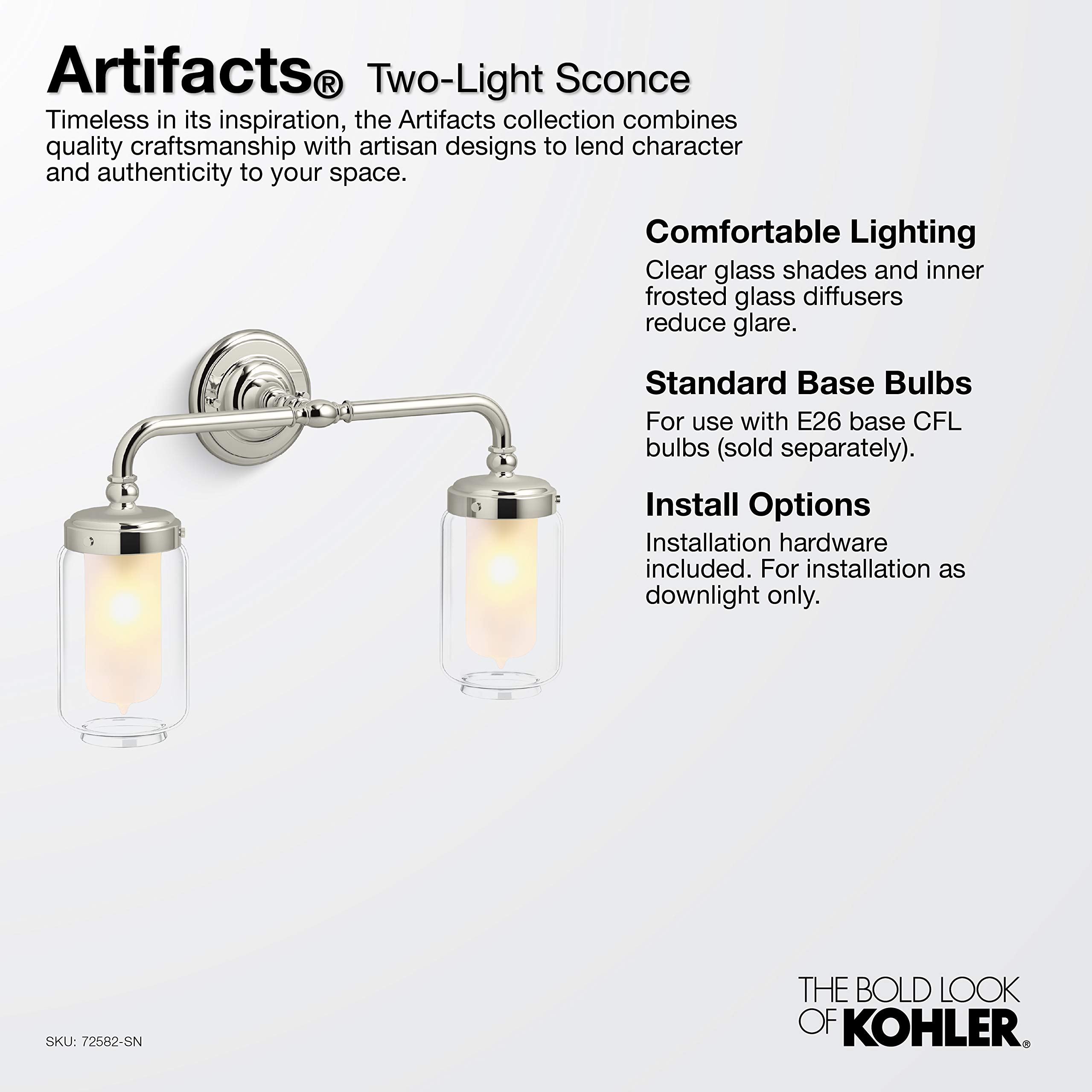 Amazon.co.jp: Kohler k-72582アーティファクト2ライト18 – 1 / 4 Amazon.co.jp: Kohler k-72582アーティファクト2ライト18 – 1 / 4