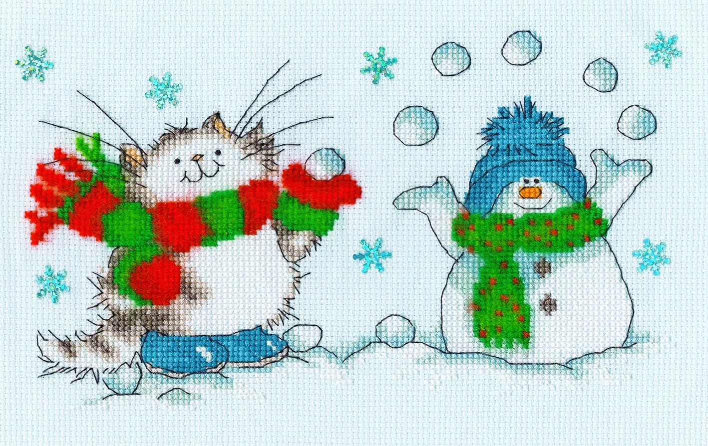 Bothy Threads Blue Counted Cross Stitch Kit - It's Snow Fun Without You