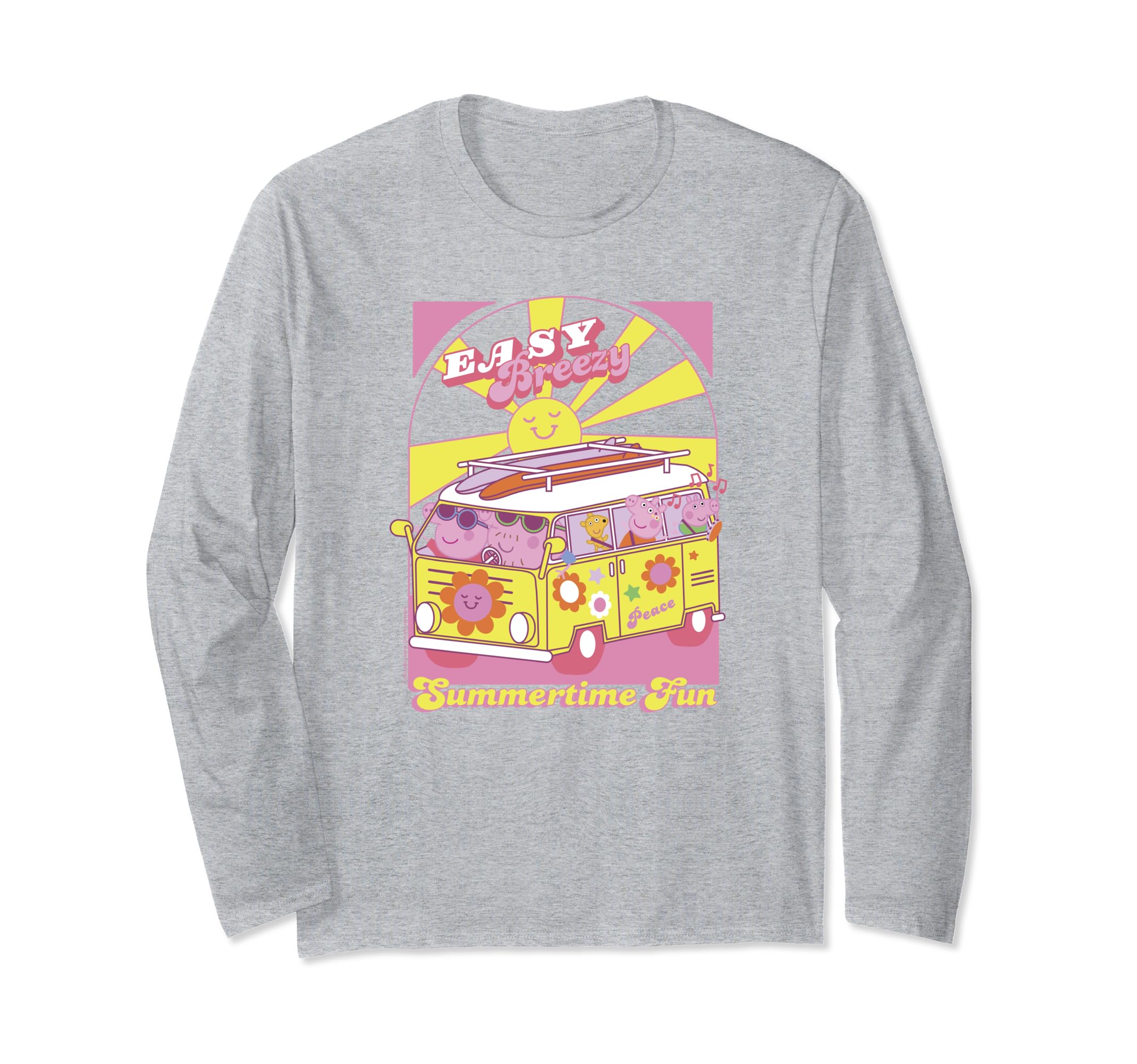 T-shirt Peppa Pig à manches longues imprimé rétro pour les vacances d'été