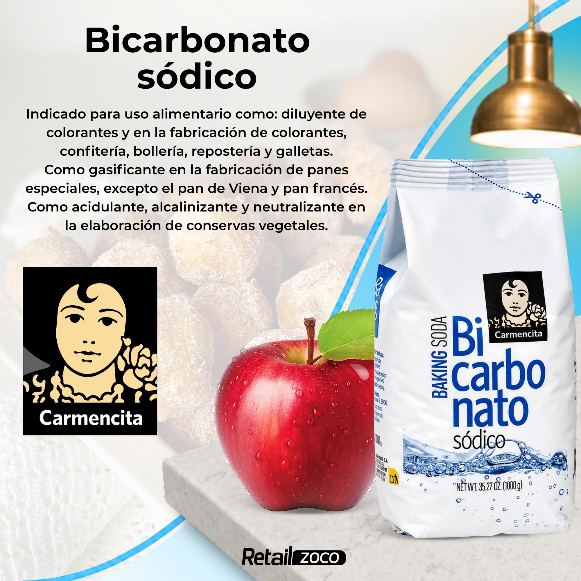 Bicarbonato de sodio alimenticio 1000 gr