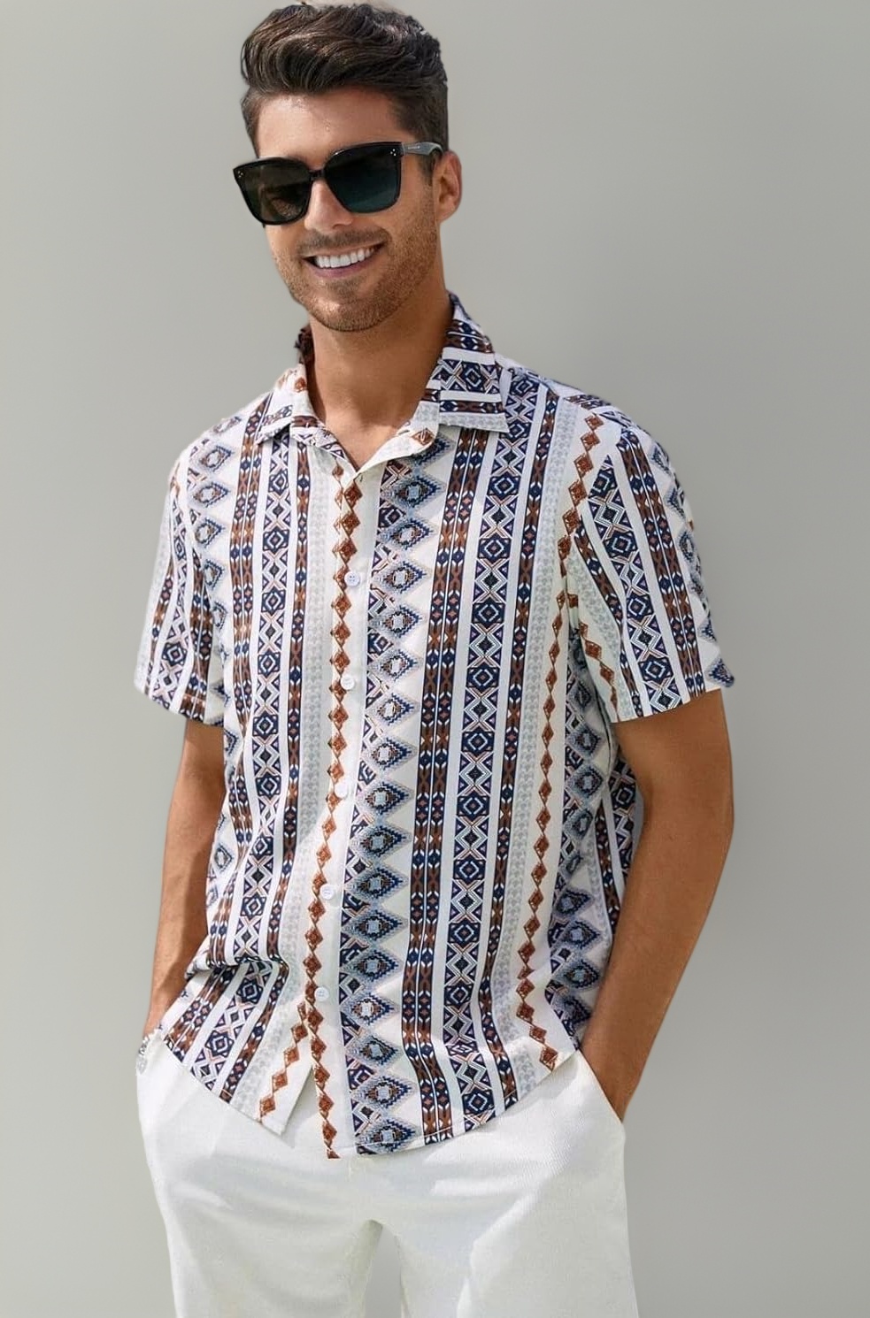 DHRUVI TRENDZ Shirts for Men | Rayon Abstract Printed Shirts | Regular Fit Shirts for Boys | Ideal for Travel | Picnic | Summer Wear Shirt for Men | Beach Shirts for Men