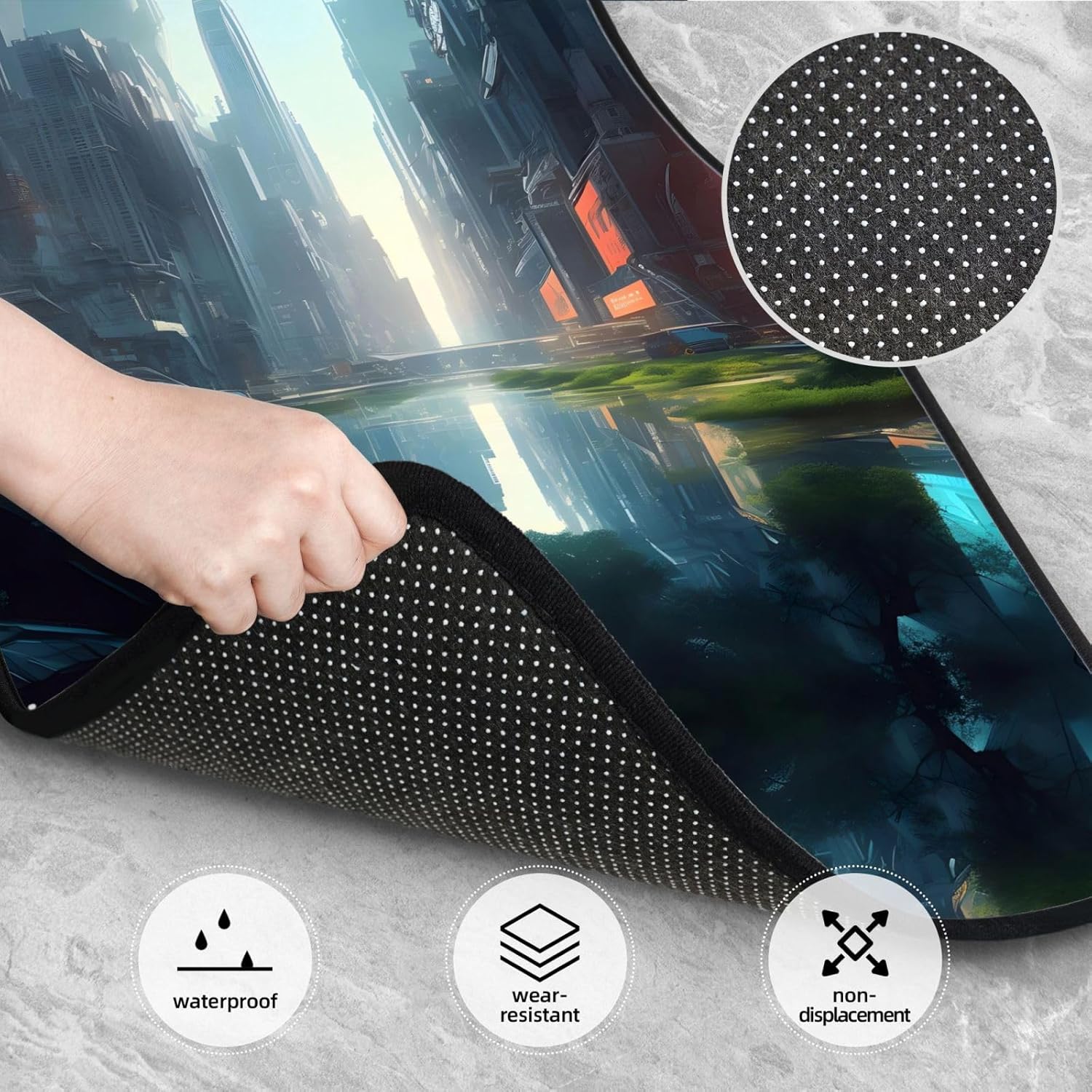 The City on the Water Patterned car mats 4-piece set | For cars/SUVs/trucks | Firm fit without displacement