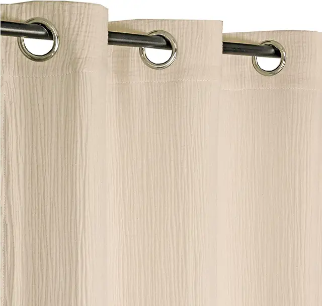 Rideau en Double Gaze de Coton à Œillets 130x240cm Beige - Prêt à Poser