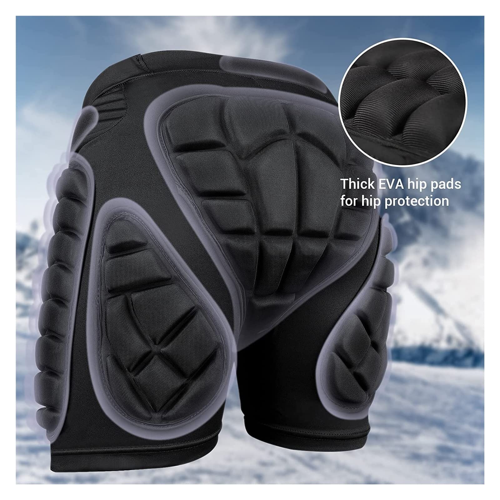 YILIN Pantaloncini Imbottiti in Eva con Protezione 3D for Sci, Pattinaggio su Ghiaccio, Snowboard, Skateboard for Uomo Donna