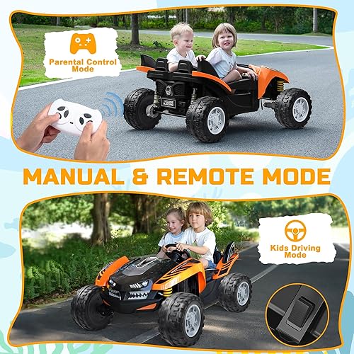 Miniatura 5 de ANPABO Juguetes de paseo de 24 V para niños grandes de 2 plazas, 4 x 200 W, máximo 5.1 MPH, UTV todoterreno con neumáticos EVA, control remoto,