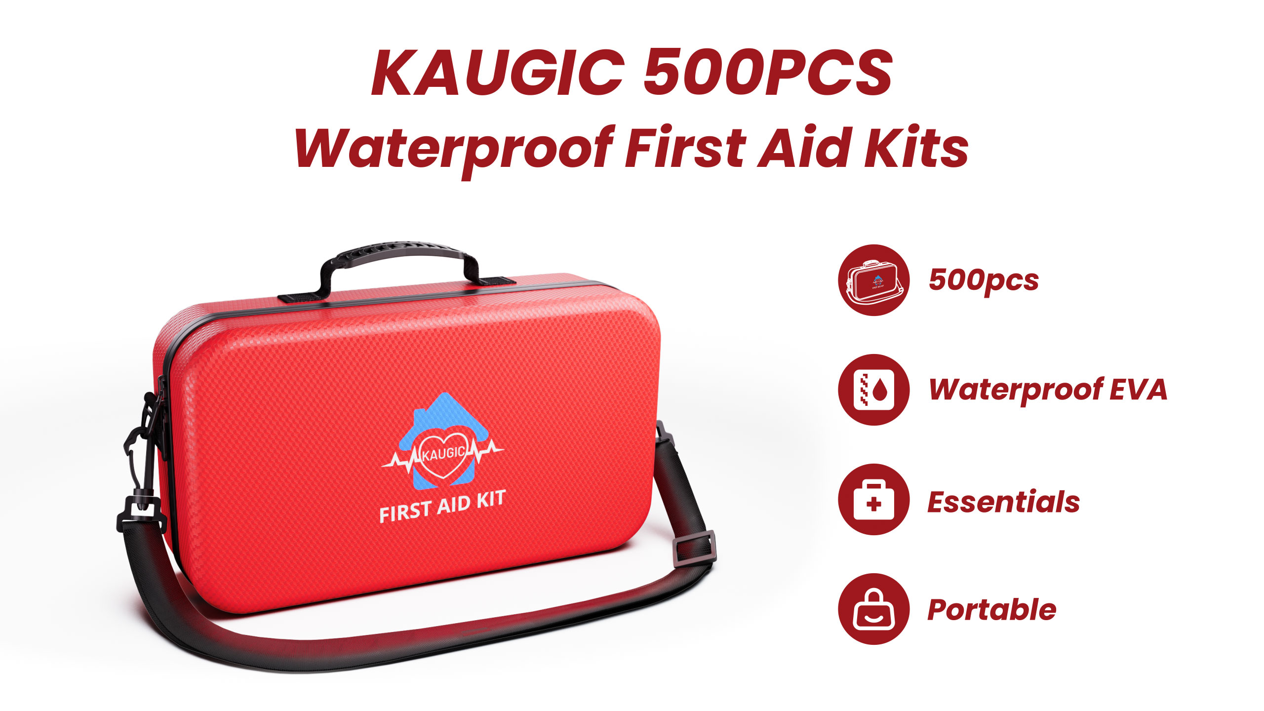 Amazon.com: KAUGIC 500PCS Waterproof Hard Shell First Aid Kit