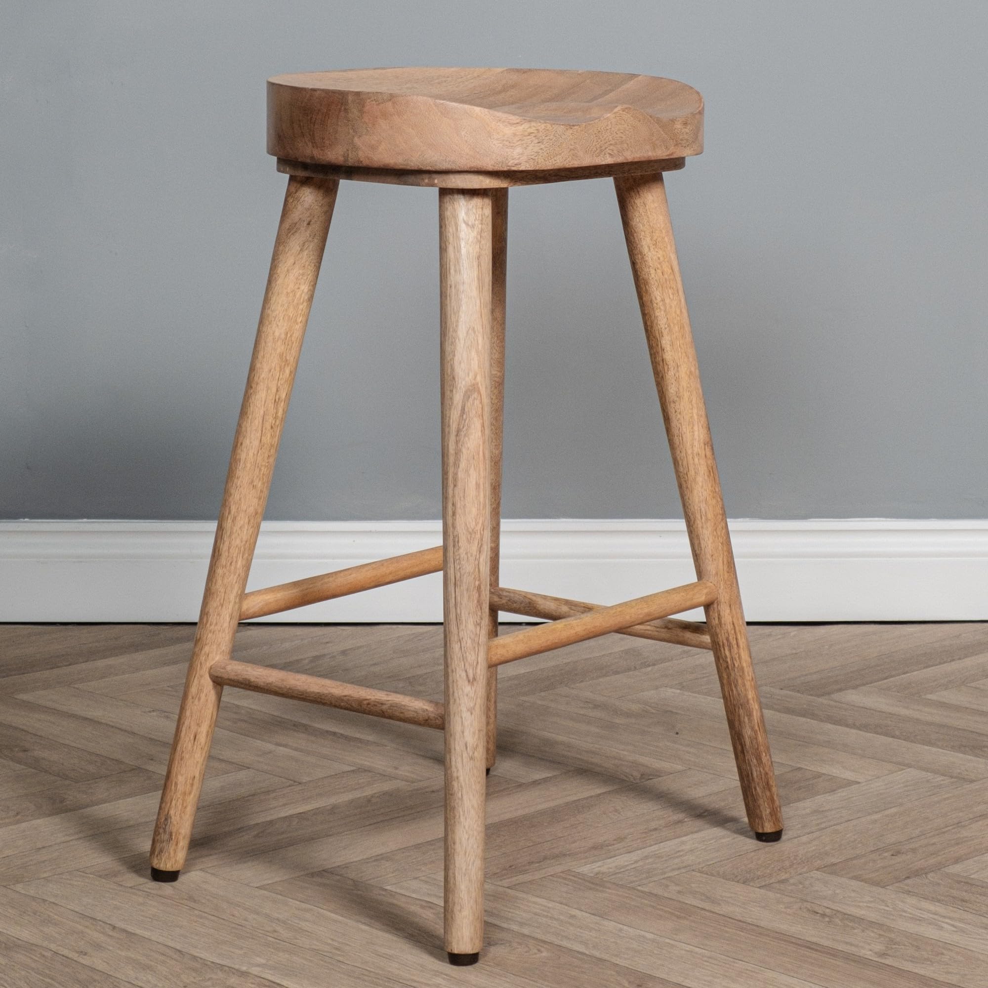 Mango Wood Thick Top Bar Stool | Bar Counter Chair | Kitchen Chair | 70CM High Chair | Wooden 4Legs Stool |