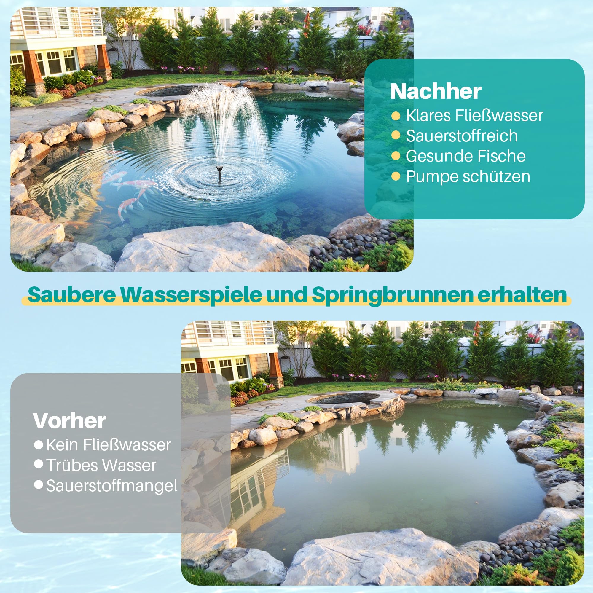 Pompe de Filtration de Bassin 40 W 2500 l/h, Filtre Tout-en-Un Valve Buses, Nettoyage 4000 l