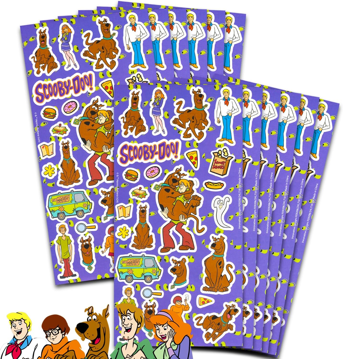 Scooby-Doo Party Favors Bundle - 12 Pack Sticker Sheets for Kids' Birthday Party Goodie Bags