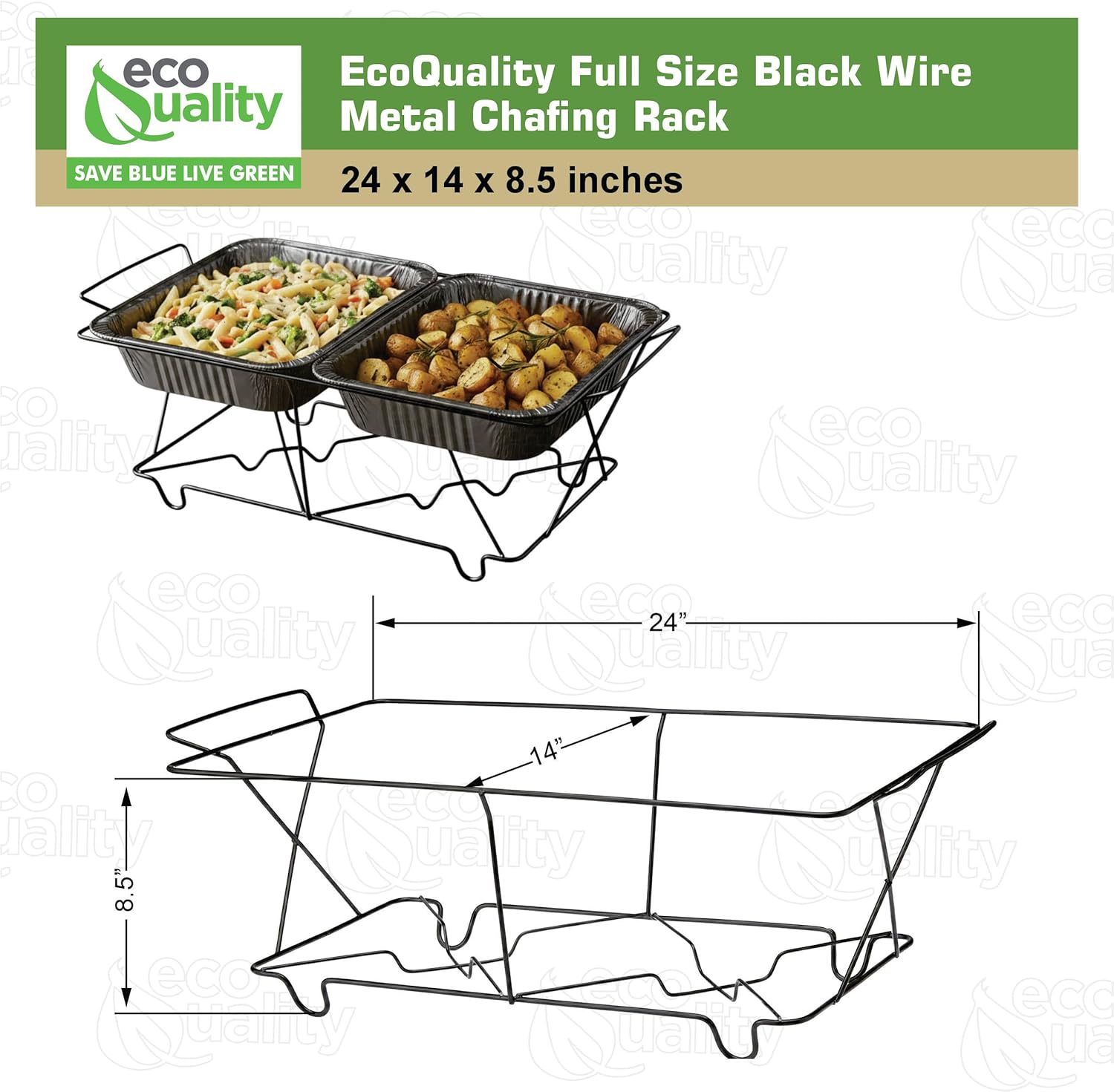 EcoQuality Full Size Black Wire Metal Chafing Rack – Buffet Serving, Catering, Parties, Events, Weddings, and Food Warmers – Durable Reusable Rack for Disposable Trays and Pans (10)