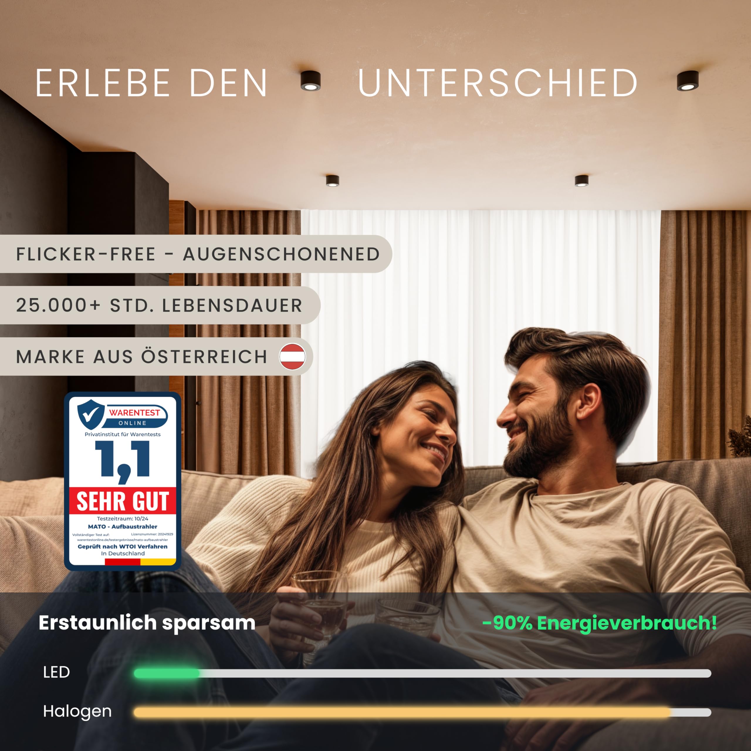 MATO Aufbauspot schwarz extra flach schwenkbar Ø80x50mm 5W LED Modul 230V 3000K/4000K/6500K Deckenspots