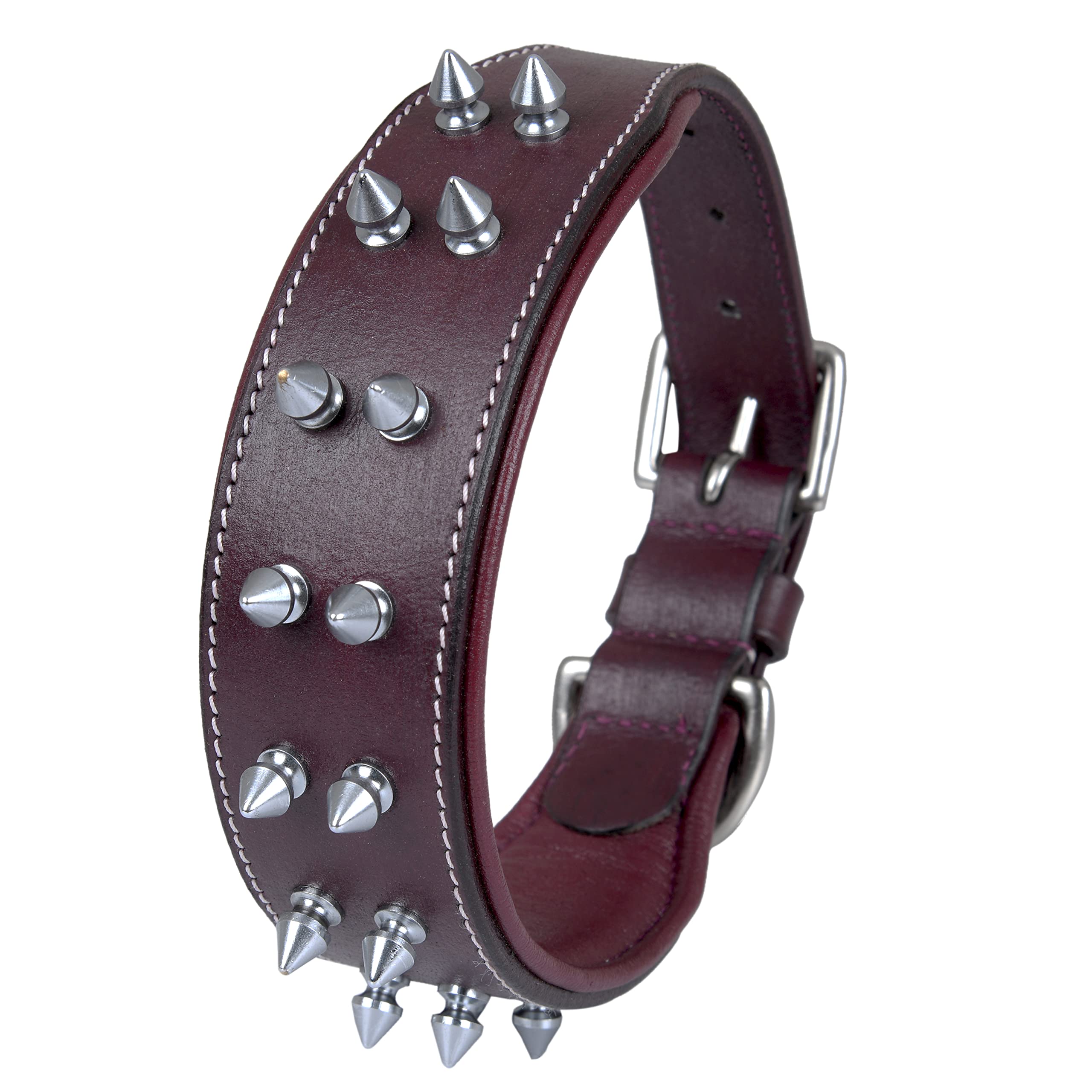 DowgClub, Cherry - Silver Spikes, M (Fit Neck Size 14.5"-18.5") - Image 3