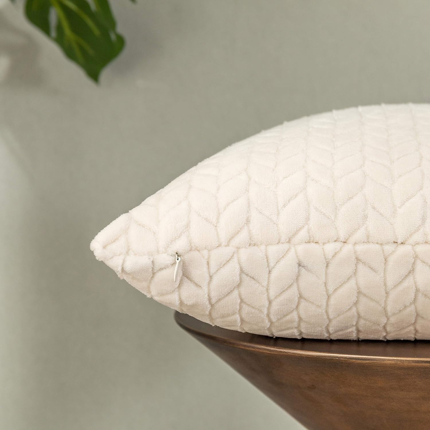 UGASA Soft Decorative Throw Pillow Covers Set Cushion Case for Sofa/Bedroom/Car, Set of 2, 12x20 Inch, Cream