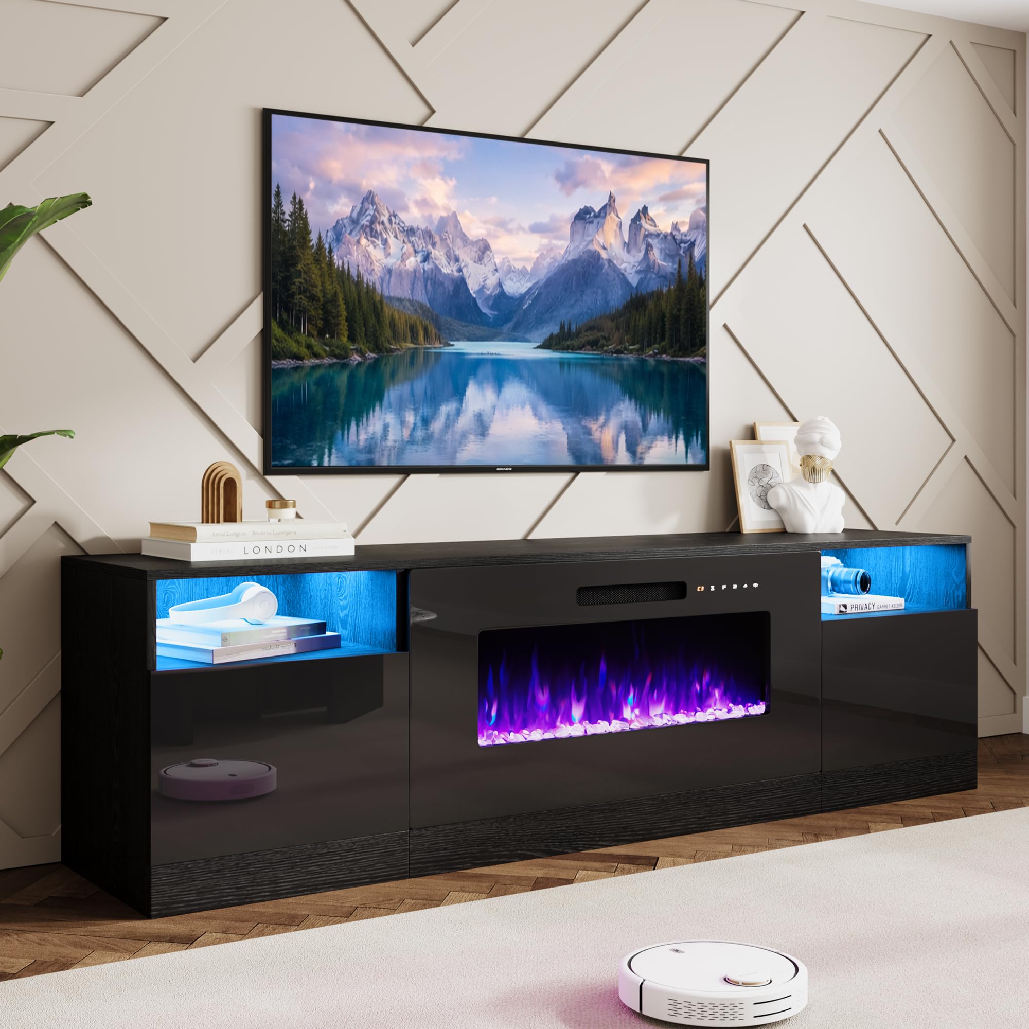 AMERLIFE 70" Fireplace TV Stand with 36" Electric Fireplace