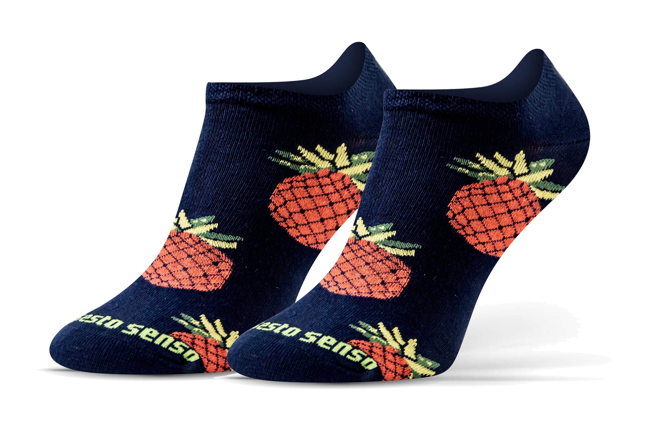 Sesto Senso Funny Ankle Sneaker Low Cut Socks Cotton Colorful Footies Women Men 1-3 pairs Oddsocks 11-14/43-46 Pineapple