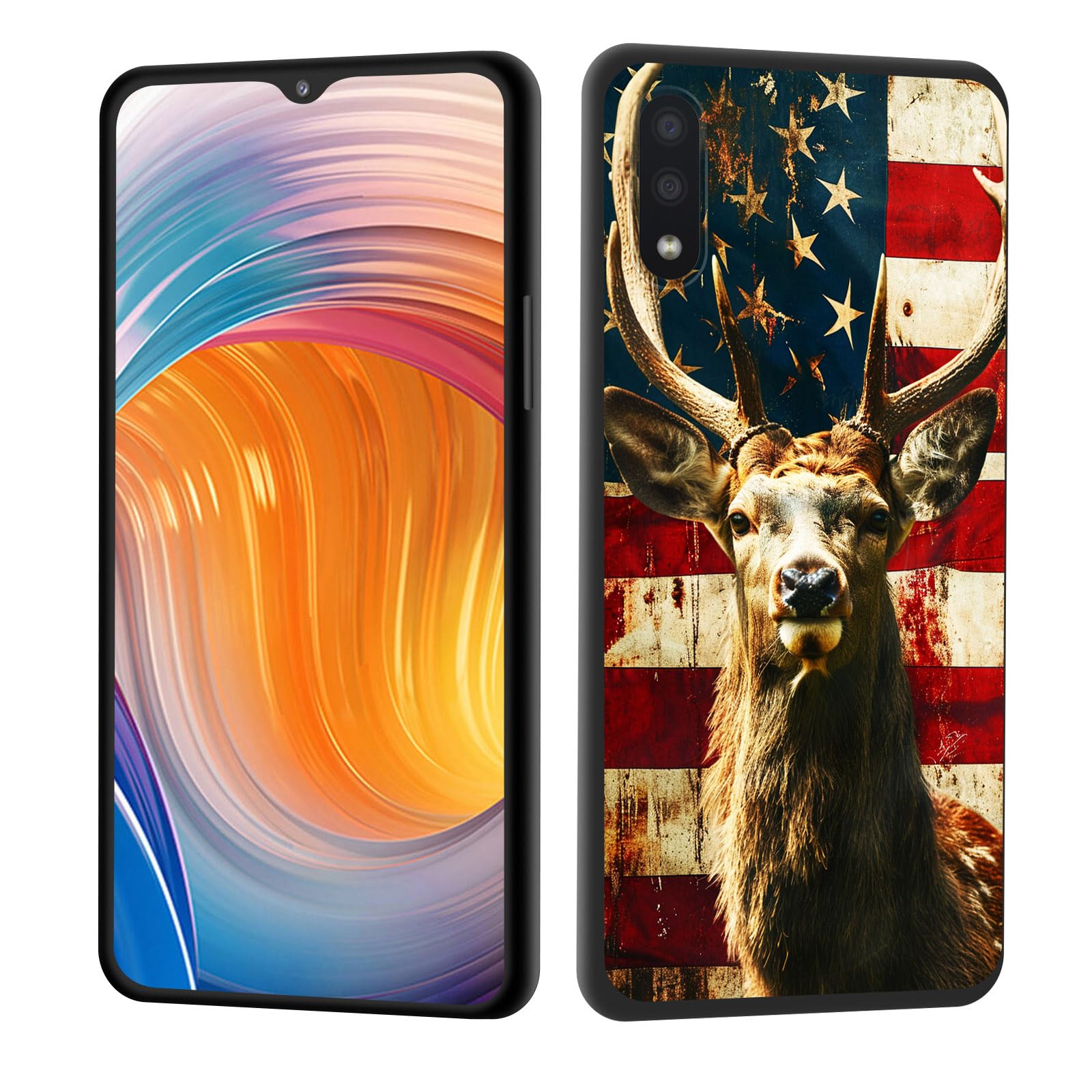 for Galaxy A20E Case,Slim Anti-Scratch Shock Absorbent Silicone Protective Case Cover for Samsung Galaxy A20E 5.8 inch 2019,Deer American Flag