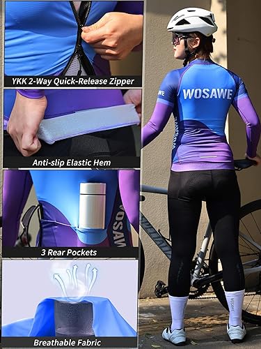 Miniatura 5 de WOSAWE Camiseta de ciclismo para mujer, manga larga, transpirable, de secado rápido, para bicicleta de montaña, para correr, senderismo