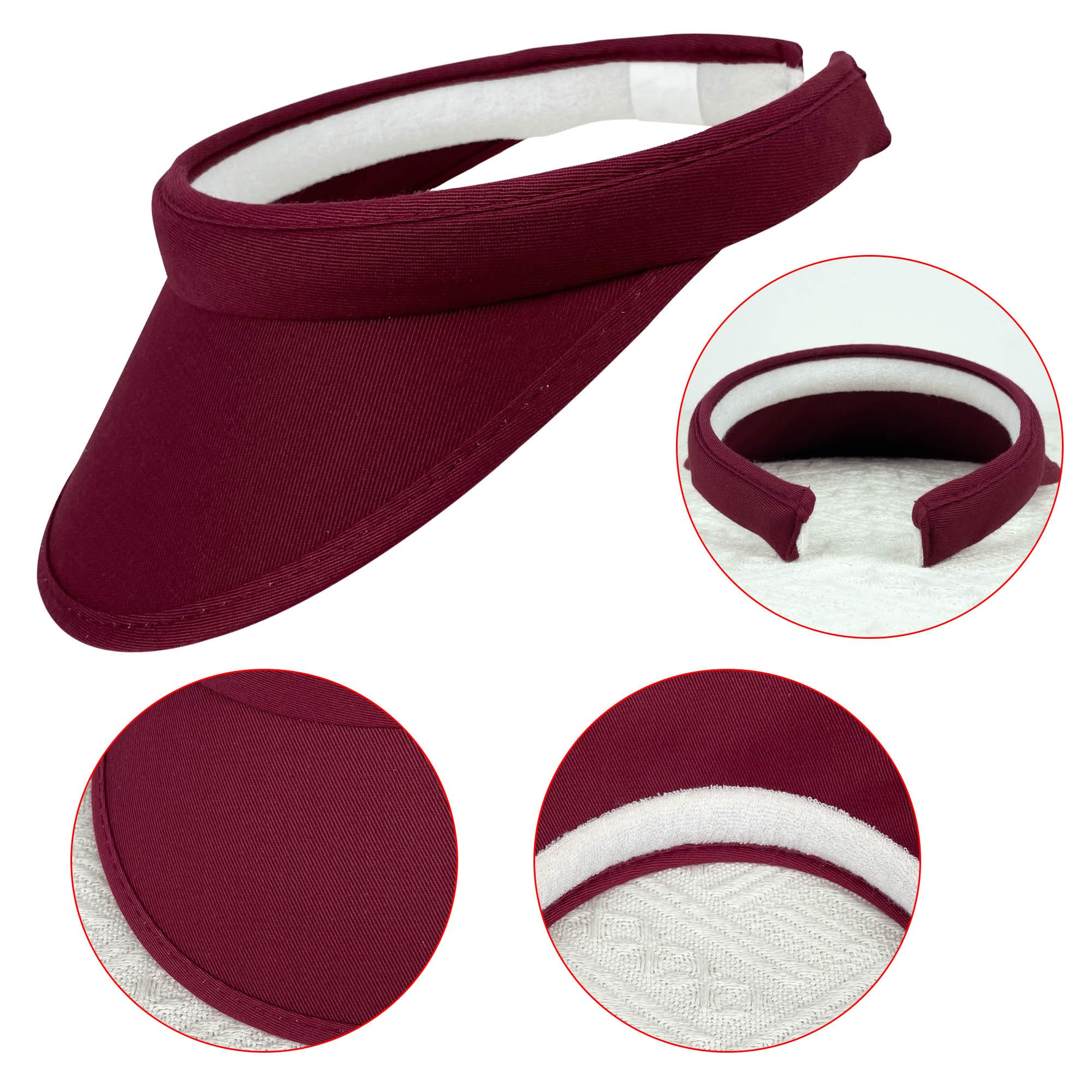 Paquete de 4 sombreros de visera para mujeres y hombres, de algodón, con clip, de ala ancha, para deportes al aire libre, golf, playa, viajes, tenis