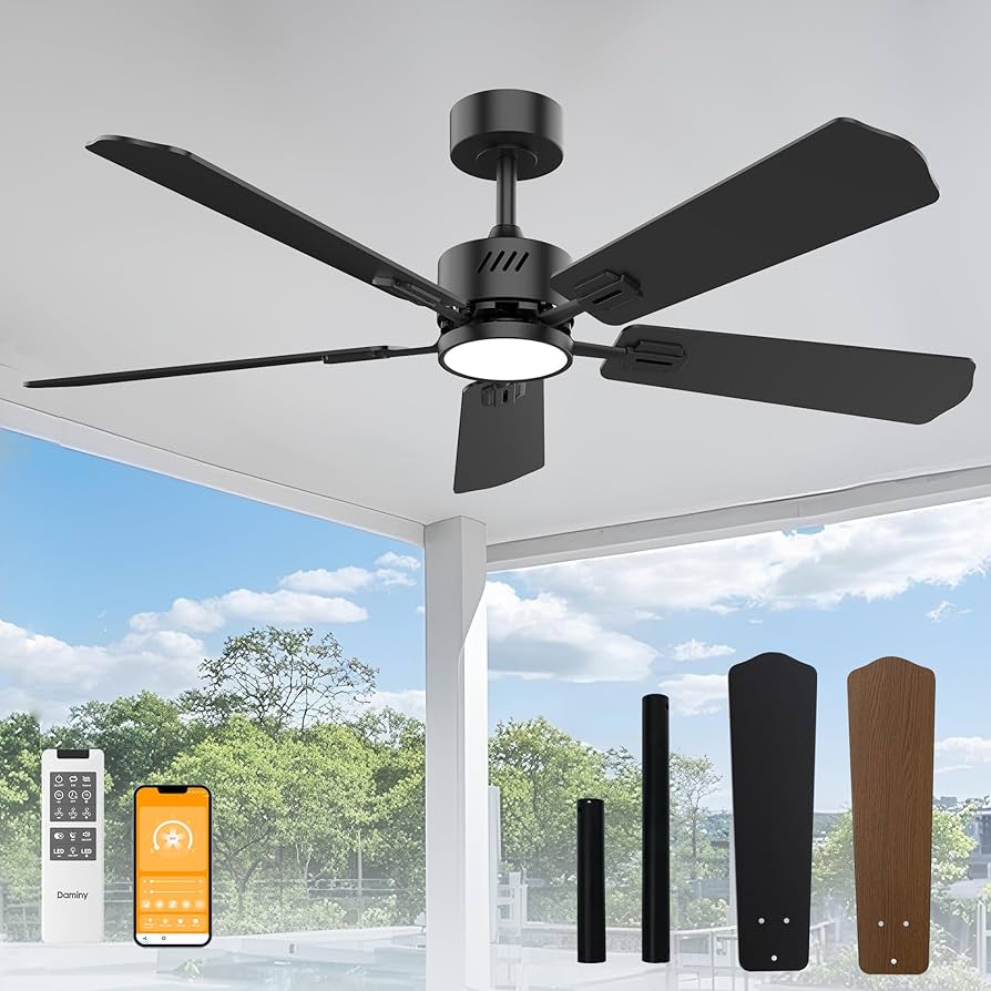 Amazon.com: DAMINY 52 inch Ceiling Fan with Light,6CCT,5 Blade,Low