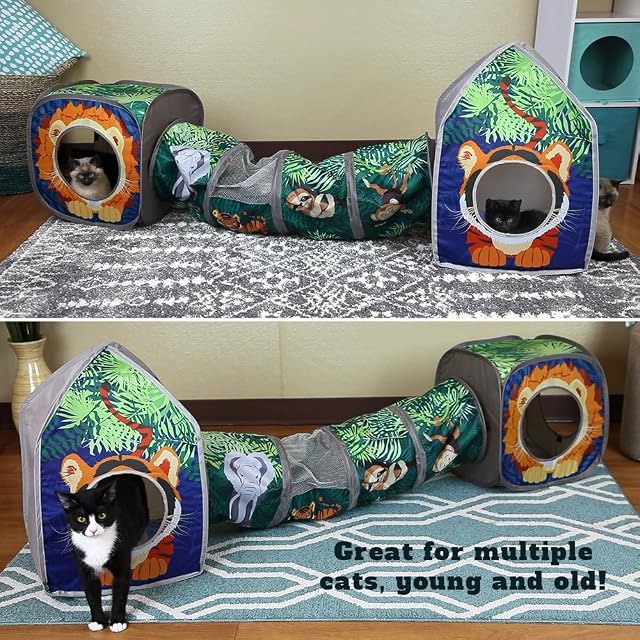 Foto 4 de 7 de Kitty City Jungle Cat Cube Combo, Cubo Plegable para Gatos, Cama para Gatos, túnel, Juguete para Gatos