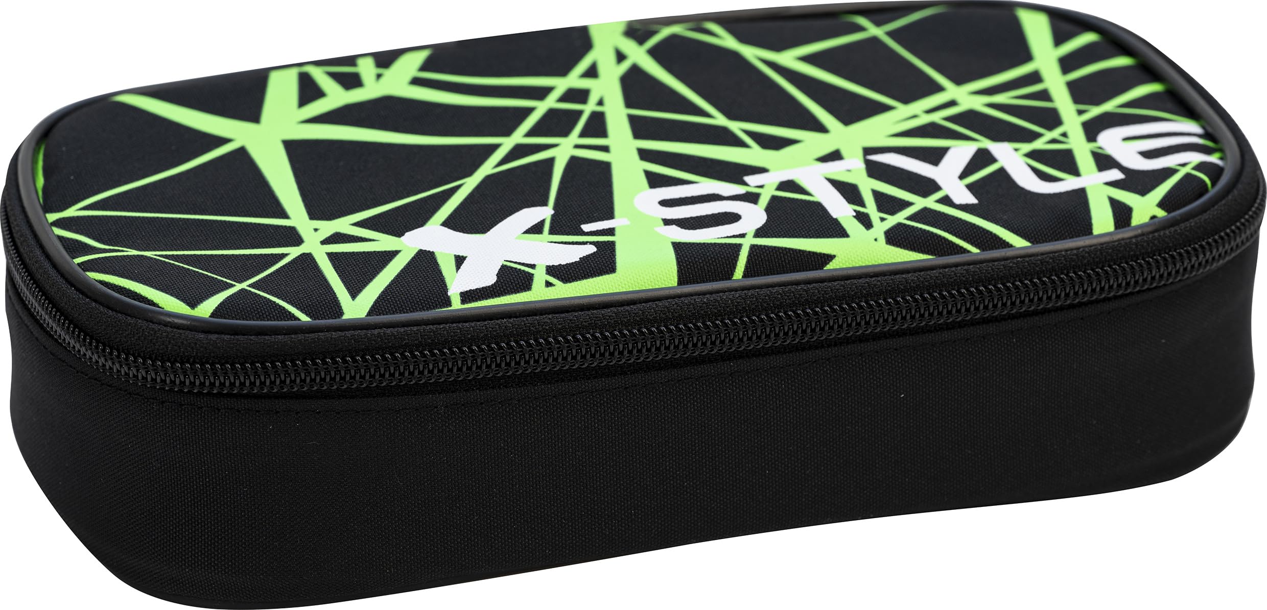 Eberhard Faber Jumbo X-Style 577482 Pencil Case Black/Neon Green with Zip and Large Main Compartment