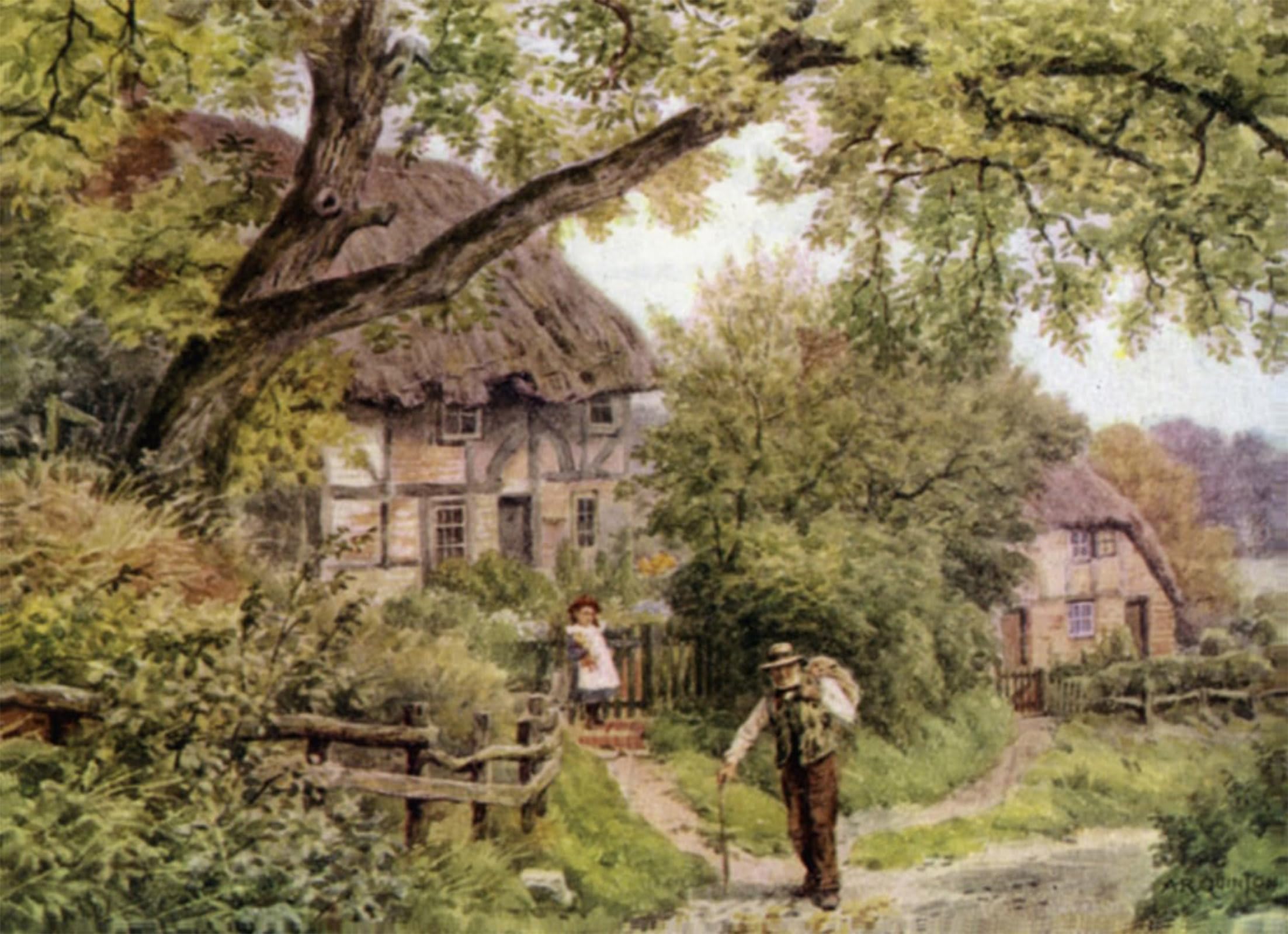 POSTERIIk Vintage Art Print Images Pictures Print Lane At Houghton Sussex by Alfred Robert Quinton Modern Colour Posters for Office Home Decor 60x90cm